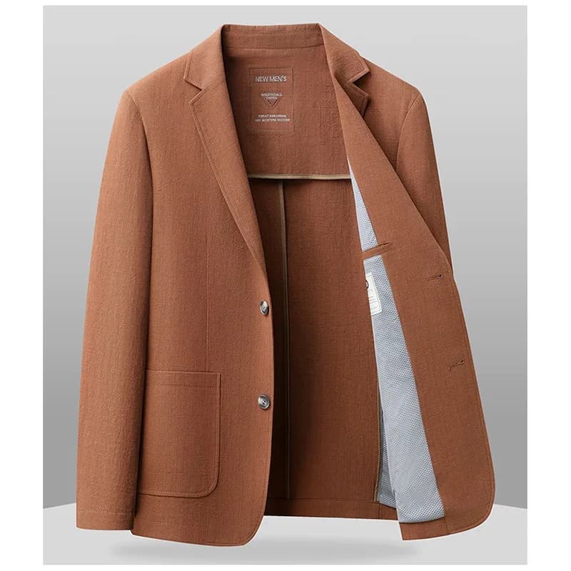 KIDWHXR Giacca da Uomo Primaverile Autunnale Sottile con Colletto Risvoltato, Blazer Vintage Monopetto con Tasche, Traspirante, Capospalla Maschile