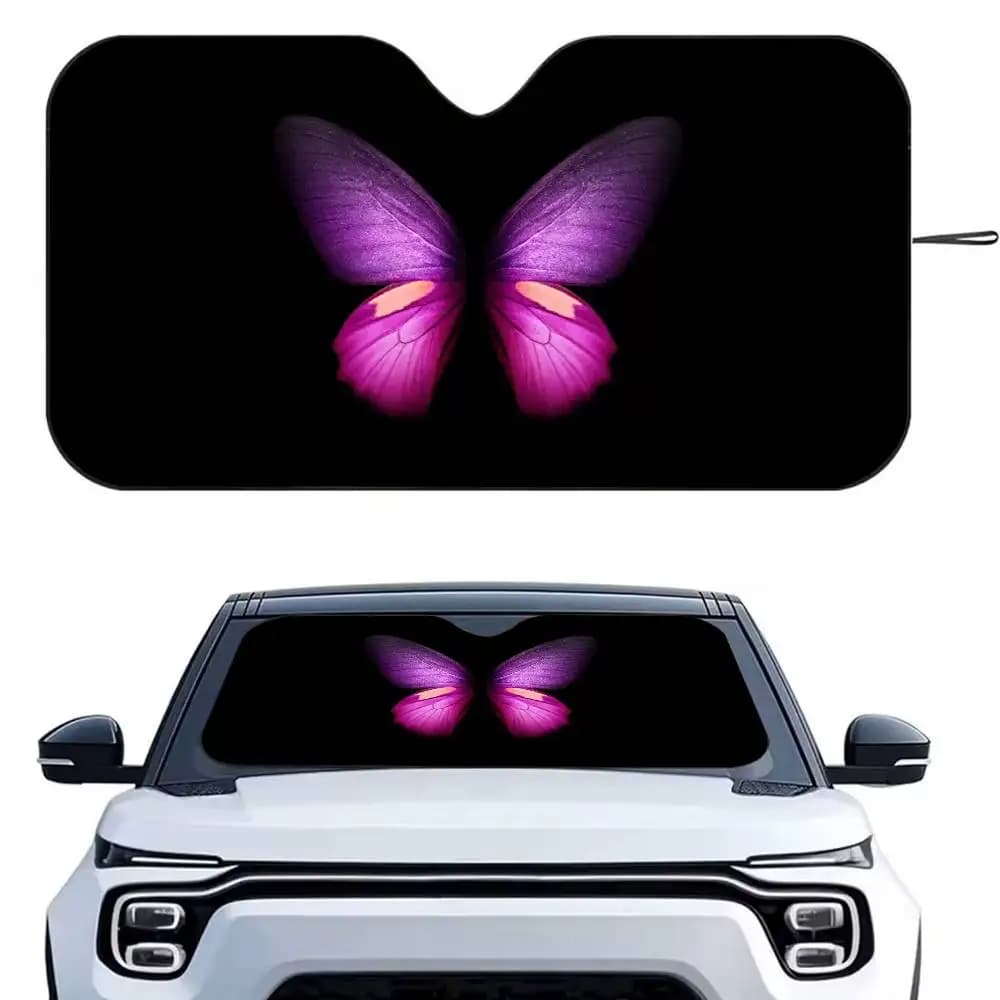 Parasole per auto da donna con farfalla rosa, parasole per parabrezza per auto, protezione UV e dispositivo di raffreddamento interno