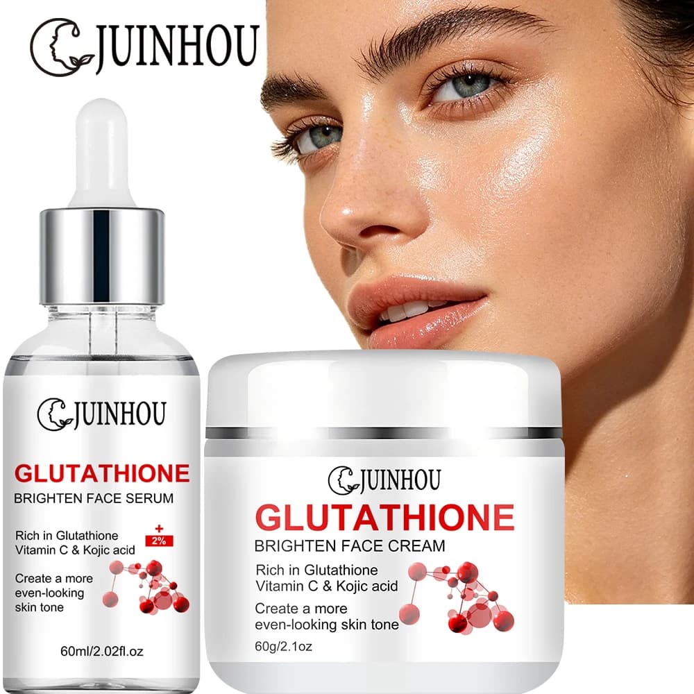 Set di crema e siero viso illuminante JUINHOU con glutatione e vitamina C, uniforma il tono della pelle, niacinamide, antiossidante, per una pelle radiosa.