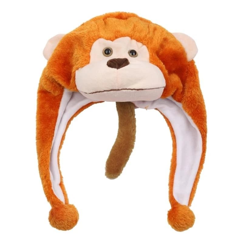 Plush Hat Soft Warm With Ear Flaps Funny Party Stuffed Animal Halloween Costume Toy Fleece Winter Cap for Kids Adults