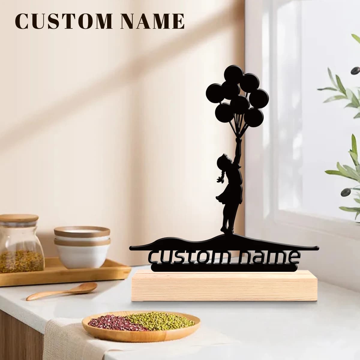 1pc Personalized Metal Artwork Customizable Content Equipped with Wooden Base Unique Desktop Decoration Custom Gifts