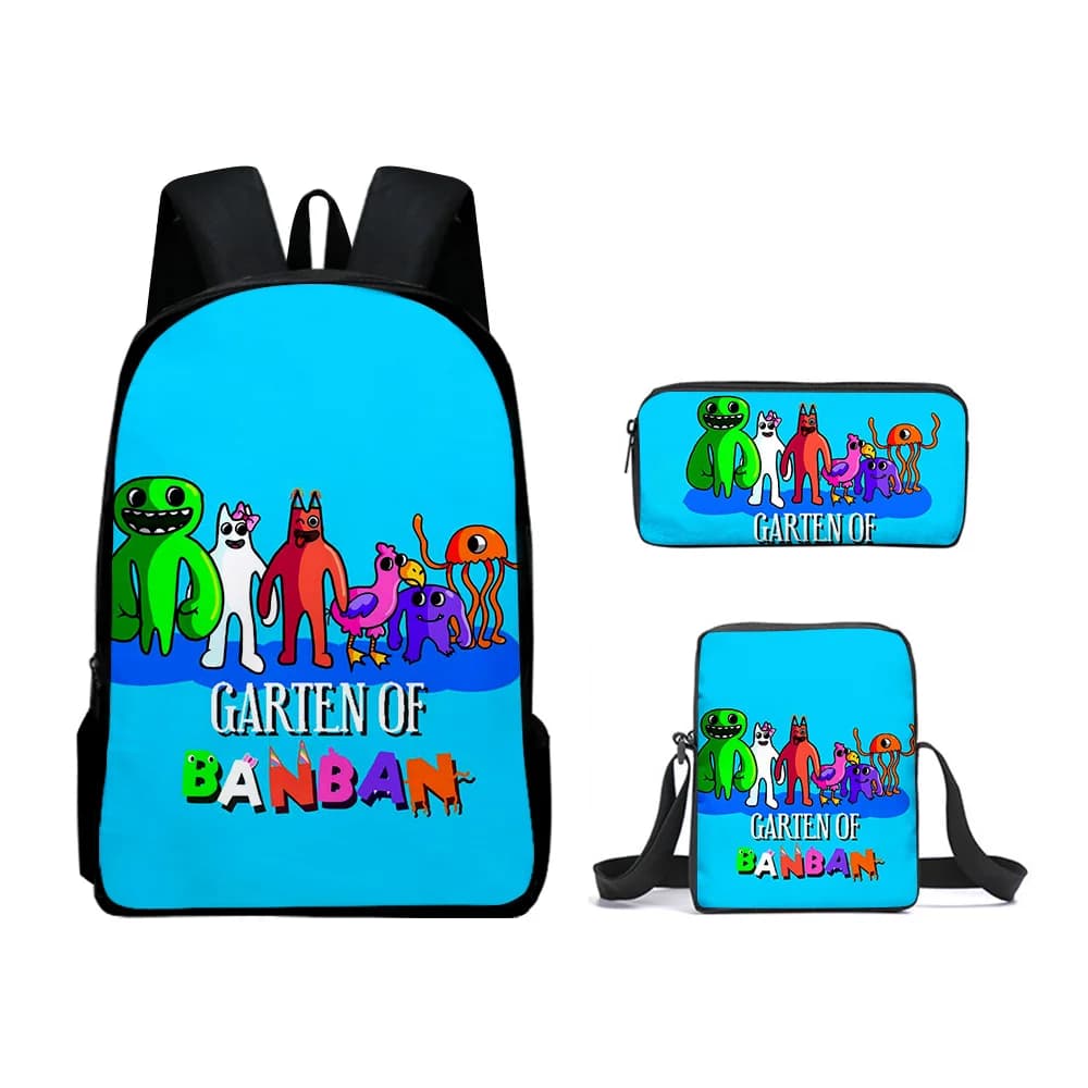 Cartoon Novelty New Garten of Banban 3D Print 3pcs/Set School Bags Laptop Daypack Backpack Inclined shoulder bag Pencil Case