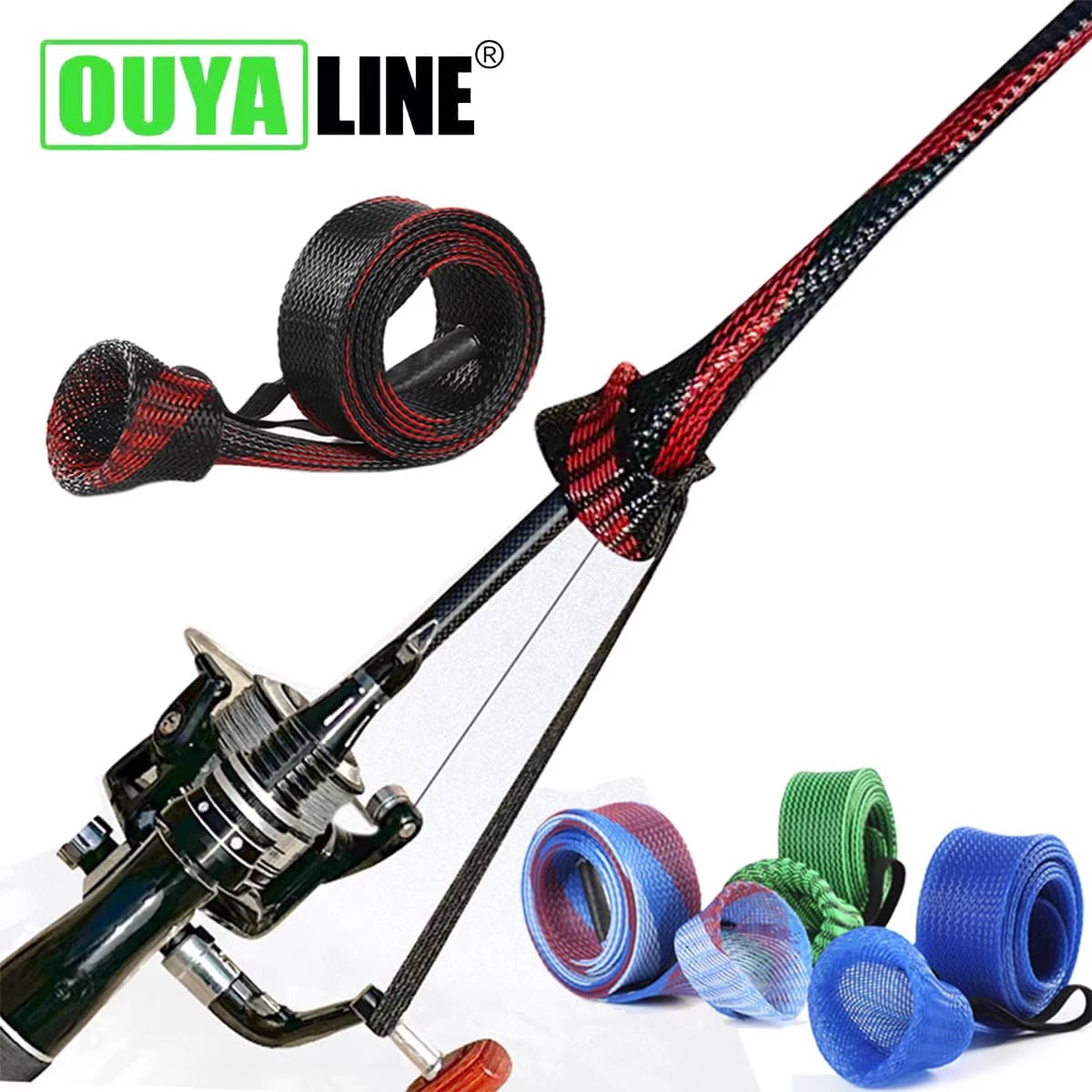 OUYALINE Custodia protettiva per canna da pesca Calzini per canna da pesca Copertura per canne da pesca Accessori per strumenti groviglio con cordino