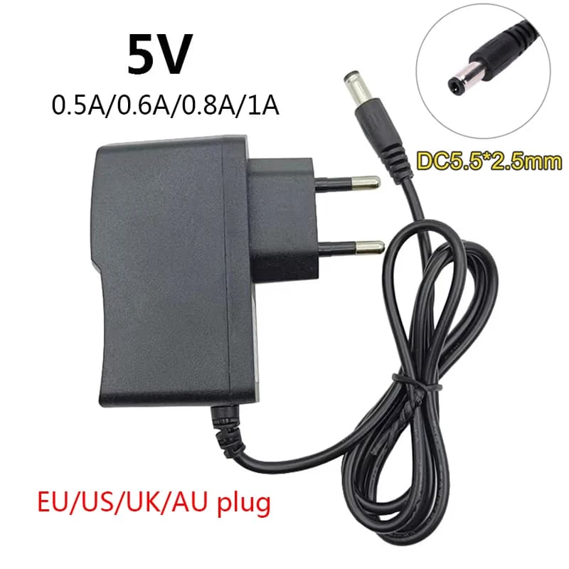Convertitore adattatore da 5 V ca a cc alimentatore 5 Volt 0.5A 0.6A 0.7A 0.8A 1A 500mA 600mA 800mA EU US UK AU Plug Adaptador