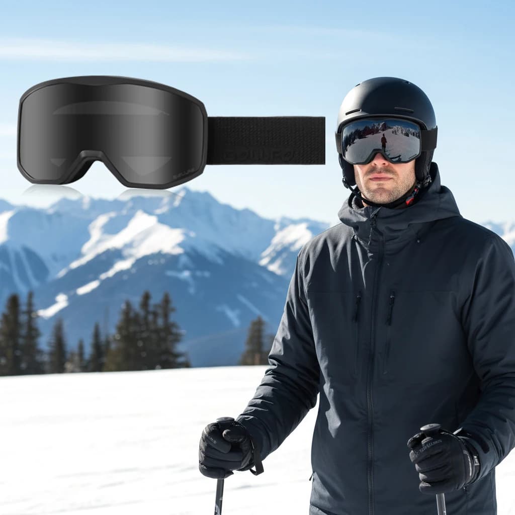 BOLLFO Occhiali da sci da snowboard Protezione UV Antiappannamento OTG Occhiali da motoslitta ad ampia visione per uomo Donna Occhiali da neve per slittino per cani