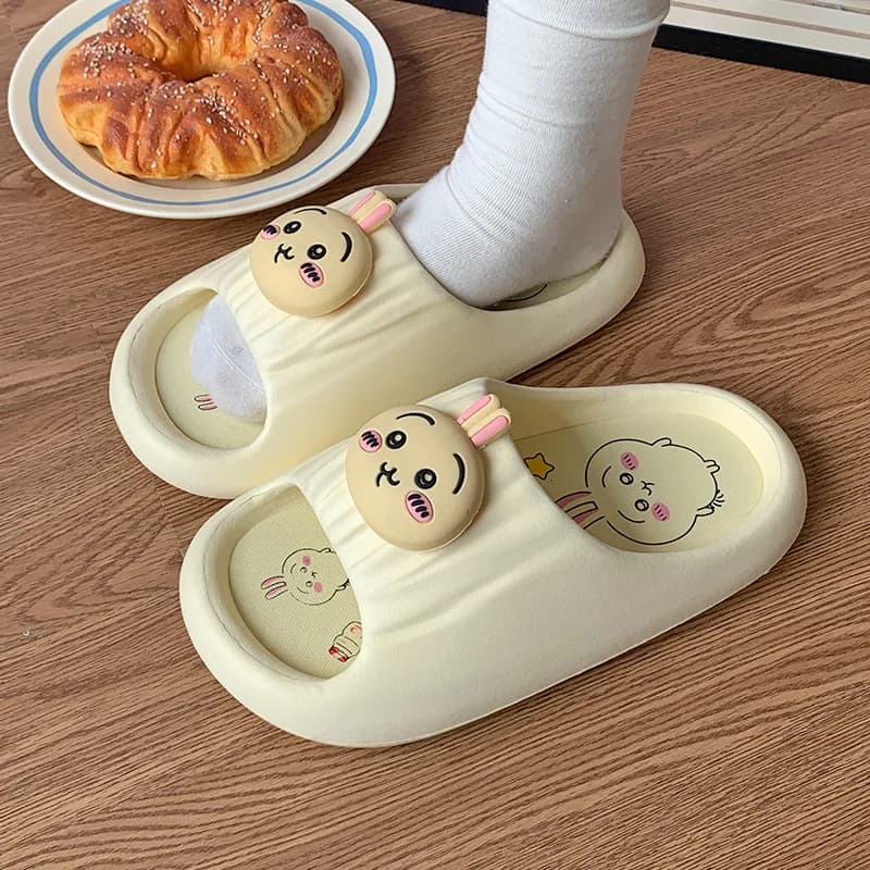 New Chiikawa Slippers Female Summer Wear Outside Girly Heart Soft Bottom Home Hachiware Usagi Anti-Slip Indoor Sandals
