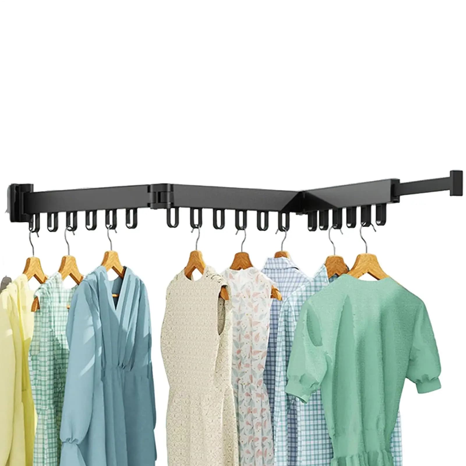 Foldable retractable wall coat rack for bathroom, apartment, hotel, dormitory