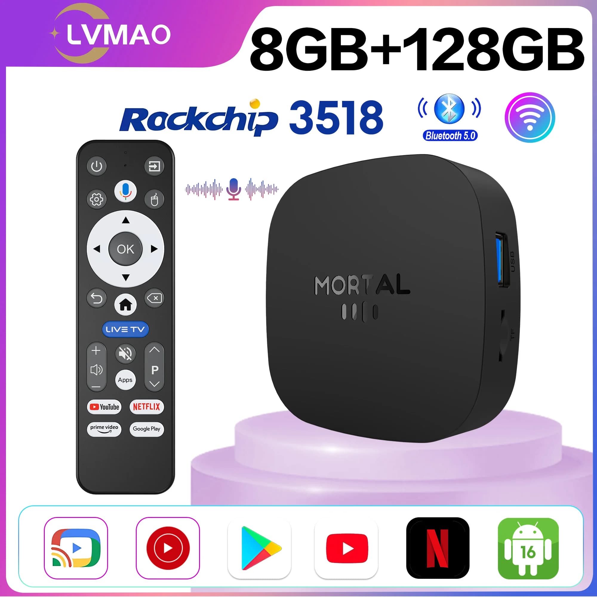 2026 NUOVO TV BOX T1+ RK3518 Smart TV Box BT5.4 Android ROM 128GB RAM 8GB Wifi2.4/5.8G 8K Assistente vocale Media Player TV Box
