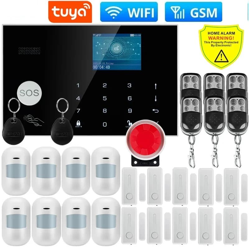 W7B Sistema di allarme cablato wireless per la sicurezza antifurto domestica intelligente Allarme WiFi GSM 433 MHz Controllo app Tuya Smart House wireless
