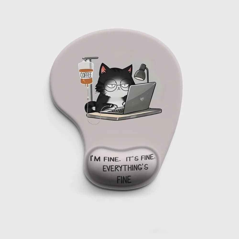Tappetino per Mouse Ergonomico a Forma di Gatto Nero, Comodo e Carino, con Supporto per Polso in Silicone Antiscivolo, per Casa e Ufficio