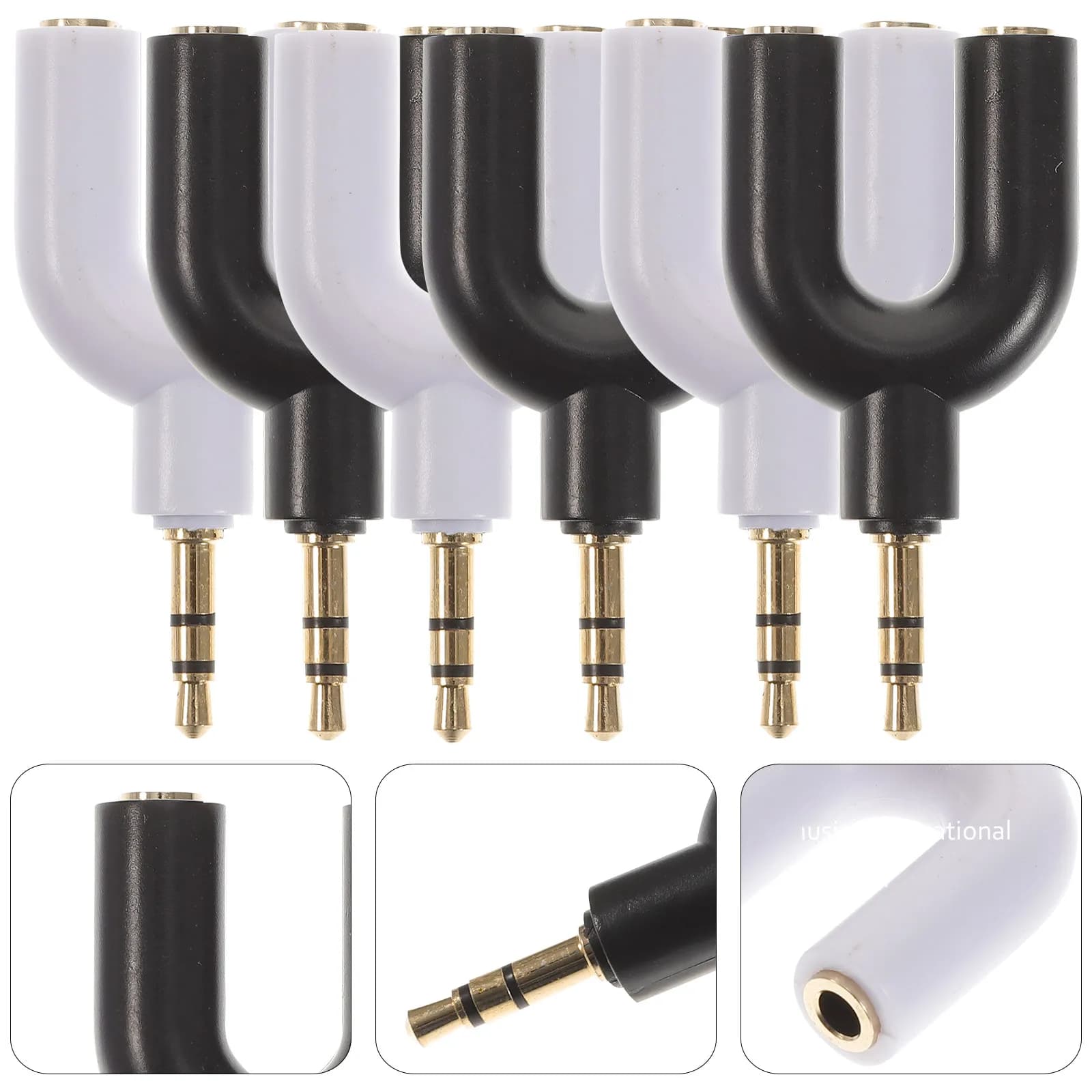Set di 6 Splitter per Cuffie da 3,5mm a Forma di U, Adattatore Audio 1 a 2, Adattatore Jack per Cuffie Stereo, Cavo Aux per Condivisione Musicale