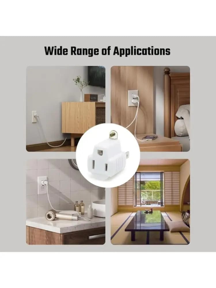 Heavy Duty Wall Plug Adapter 2 to 3 Prongs Outlet Adapter Grounding Plugs Adapter Fast Charging Travel Adapter Enduring