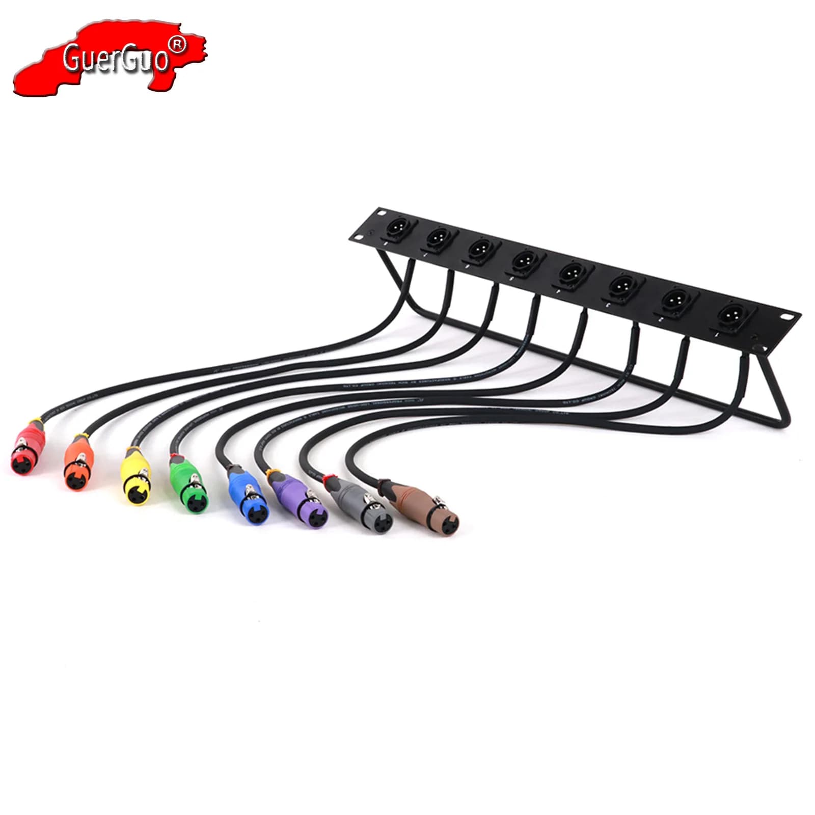 Rack ponticello audio XLR per armadio 1U a 8 vie, presa MIC per montaggio a pannello XLR maschio a 8 fori da 3 pin a cavo di prolunga audio XLR femmina a 3 pin