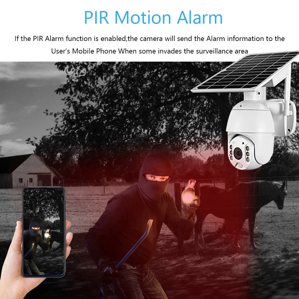 4MP Wireless Solar Panel Security Camera Outdoor Waterproof Surveillance Camera with Full Color Night Vision Support PIR Human