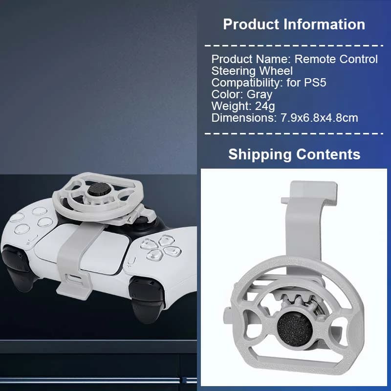Mini volante per PS5 e per controller di gioco PS5 Pro/Slim, sostituzione del volante ausiliario con stampa 3D per giochi da corsa