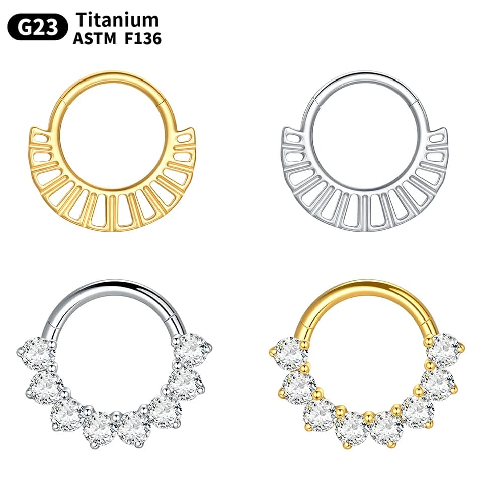 1PC 16G Setto Naso Anello A Cerchio In Titanio Incernierato Segmento Clicker Daith Rook Conch Piercing Cartilagine Orecchino Gioielli Penetranti