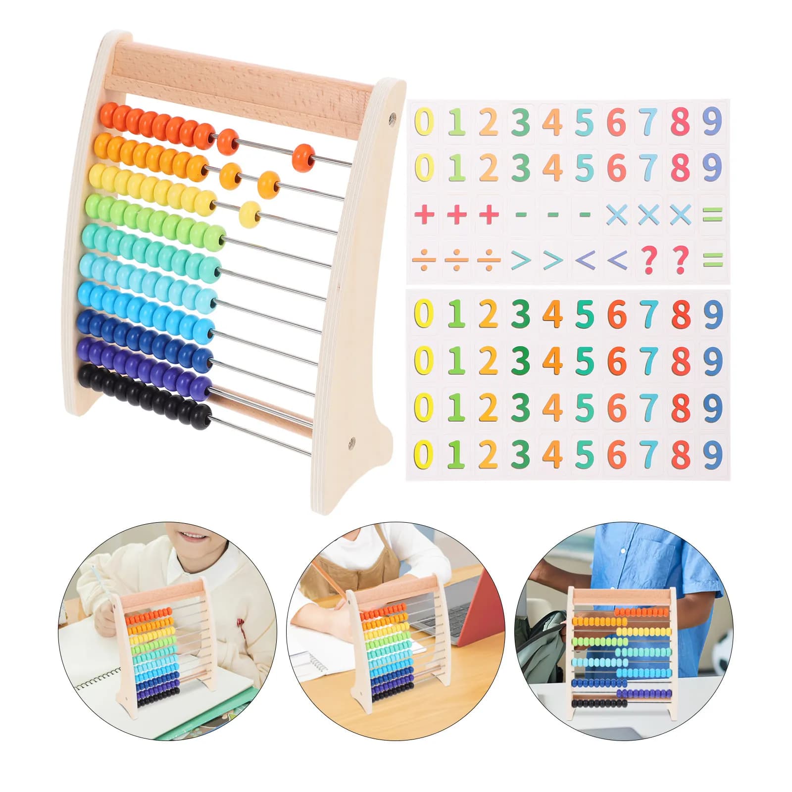 1Set Kids Learning Abacus Wooden Calculation Educational Bead Math Cognition Counting Arithmetic Calculation Teaching Tool