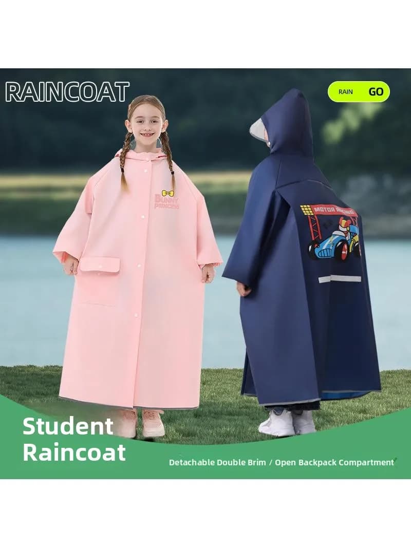 Impermeabile Integrale per Bambini, Uniforme Scolastica Speciale per Ragazzi e Ragazze con Spazio per Zaino, Impermeabile per la Scuola
