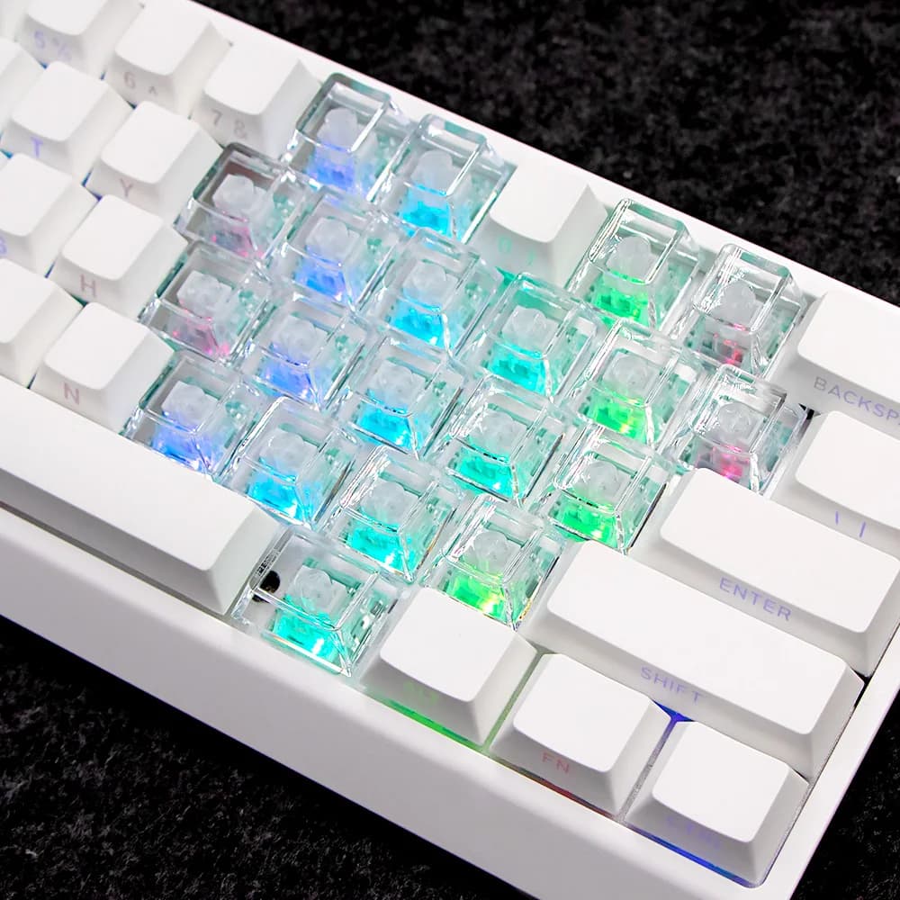 GEFENSI 21 Key Heart-shaped Transparent Keycap Cherry Shaped DIY Keyboard Replacement Cap Suitable For MX Axis Mechanical Keyboa