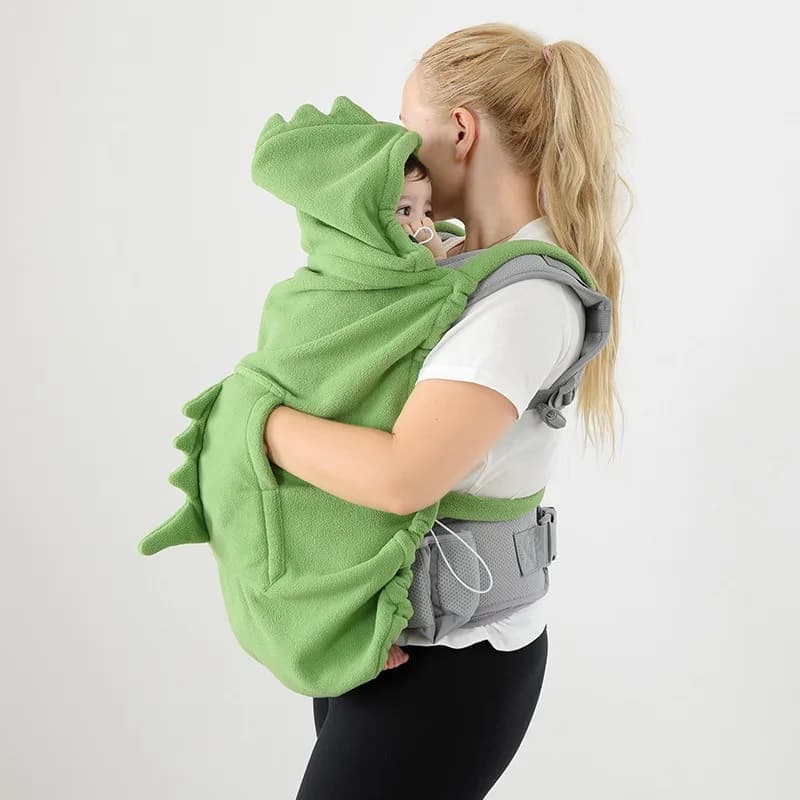Winter Carry Cover for Baby Carriers, Universal Warm Hoodie Baby Carrier Cover, Cold-Proof Shawl for Strollers with Storage Bag