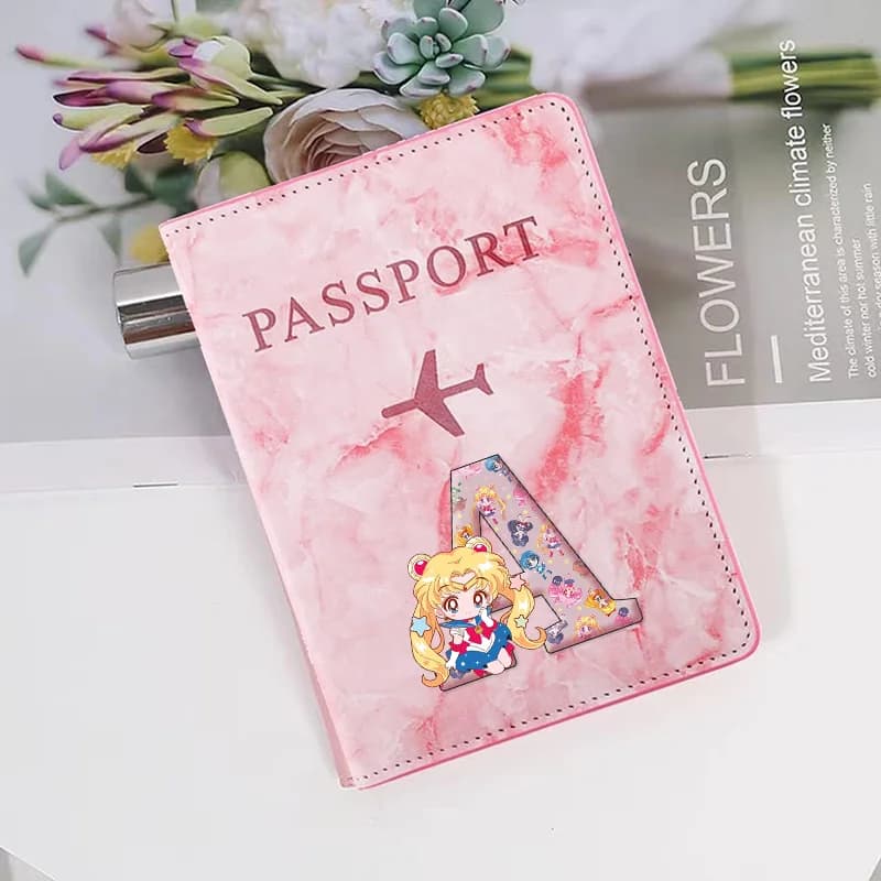 Sailor Moon PU Leather Ticket Holder Airplane Check-in Passport Holder PU Card Case Passport Protective Cover Travel Accessories