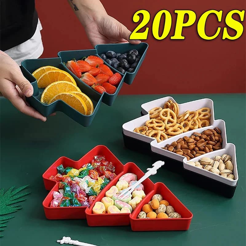 20PCS albero di natale vassoio per frutta vassoio per frutta secca vassoio per caramelle in plastica vassoio per Snack per la casa vassoio per melone forniture per feste forniture per la casa