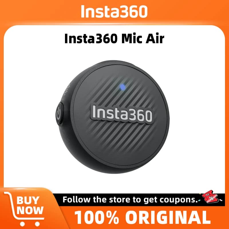 Insta360 Mic Air Wireless Lavalier Mic Kit 7.9g Transmitter 10H Battery Windshield for Smartphone Insta360 Camera Live Broadcast
