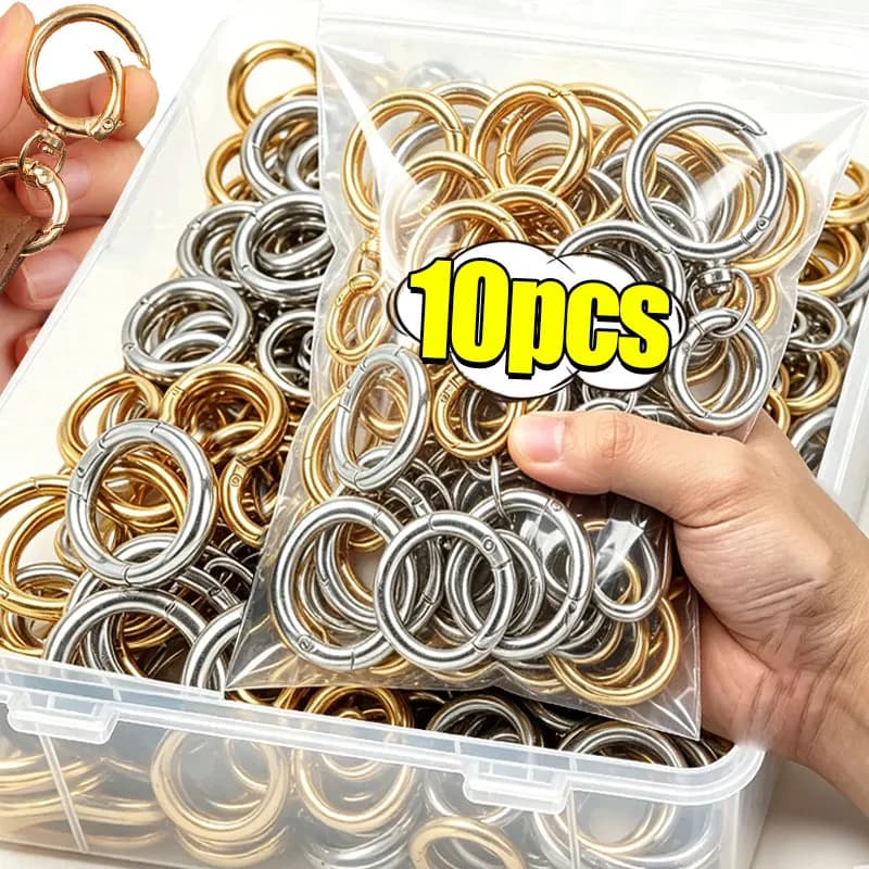 3 PCS Round Spring Snap Buckle O Ring Rotary Trigger Hook Metal Buckle Handbag Lanyard Keychain DIY Crafts