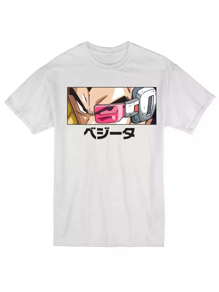 Bandai 2026 Nuovo Dragon Ball Z Vegeta Detector Eye Print Manica corta da uomo di alta qualità Genitore-bambino Plus Size T-shirt allentata