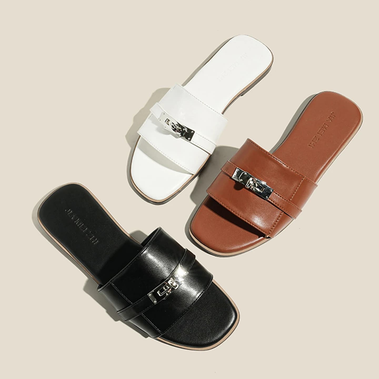 Ciabatte da donna estive, nuovo stile francese, fondo piatto, fibbia in metallo, antiscivolo, traspiranti, sandali da spiaggia, tempo libero, scarpe.