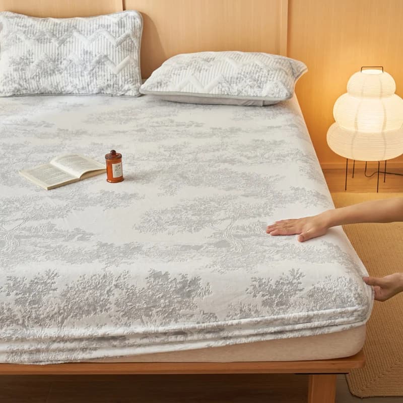 Copriletto invernale addensato Copriletto stile pianta Lenzuolo con angoli in velluto per la biancheria da letto calda per la casa (La federa ha bisogno dell'ordine)