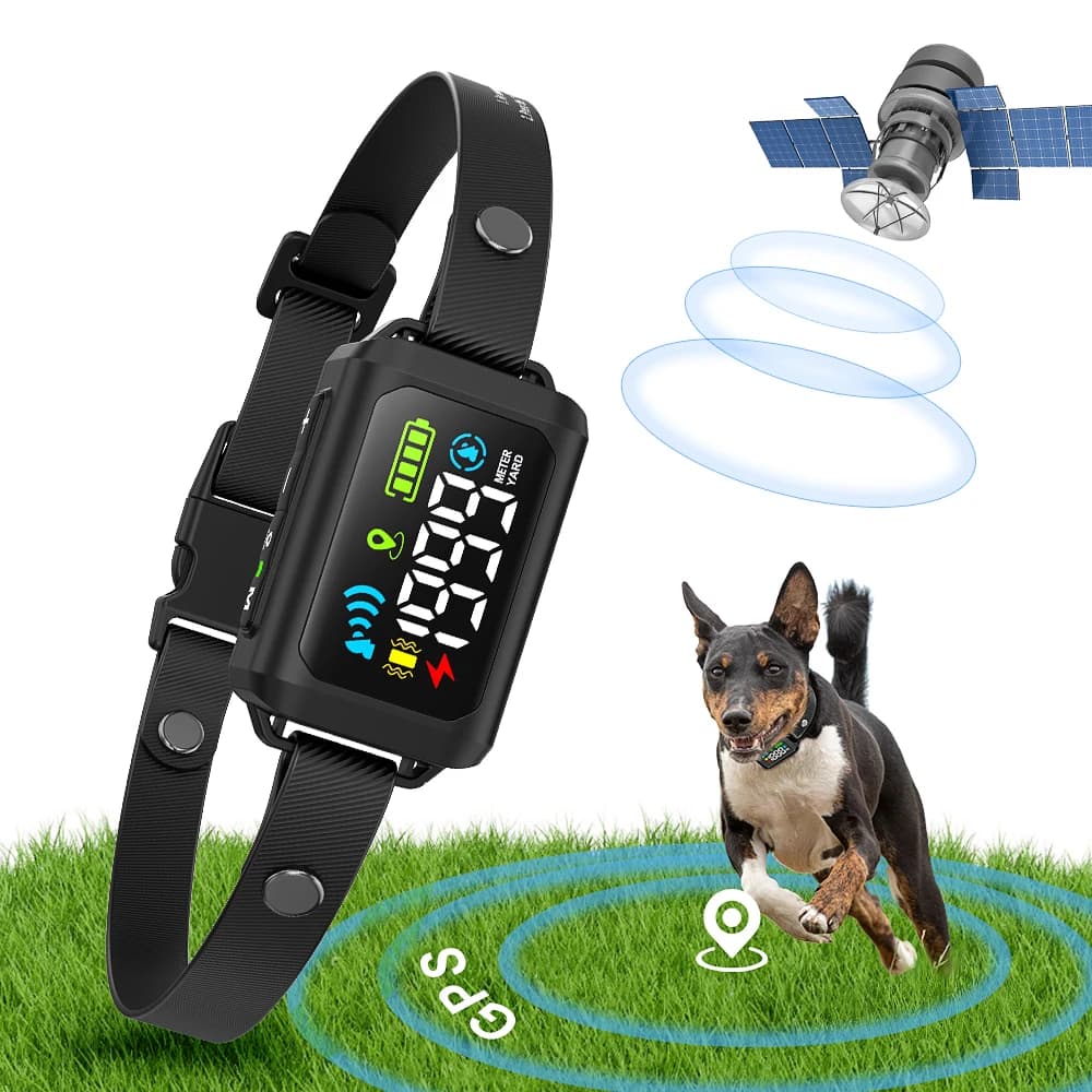Sistema di contenimento per cani con collare di addestramento per cani con recinzione GEO elettrica per cani da compagnia senza fili GPS impermeabile IPX7 da campeggio esterno portatile