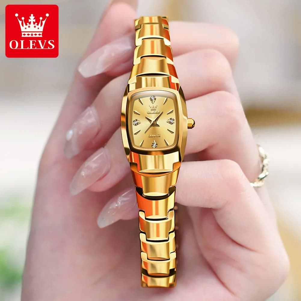 OLEVS 7006 Women's Wrist Watch Tungsten Steel Luxury Brand Watch for Women Elegant Women's Fashion Waterproof Quartz Watch Set