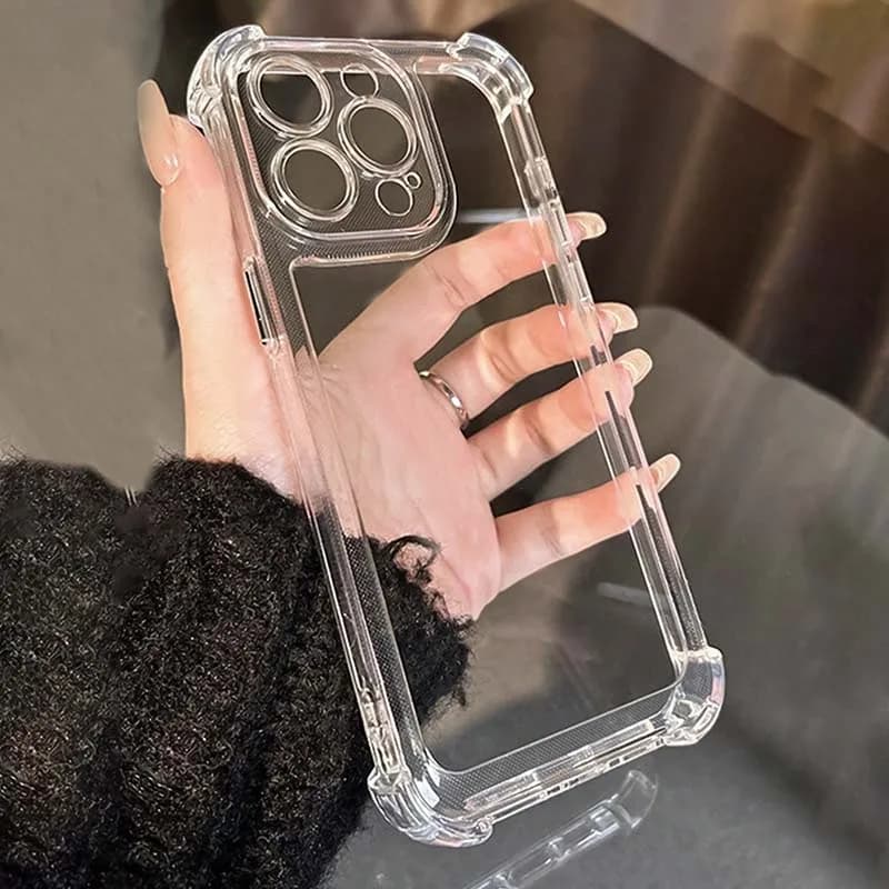 TPU Clear Film Dual-Layer Airbag Shock-Proof Silicone Phone Case For iPhone 17 16 Pro Max 15 14 13 12 11 XS X 7 8 Plus 16e Cover