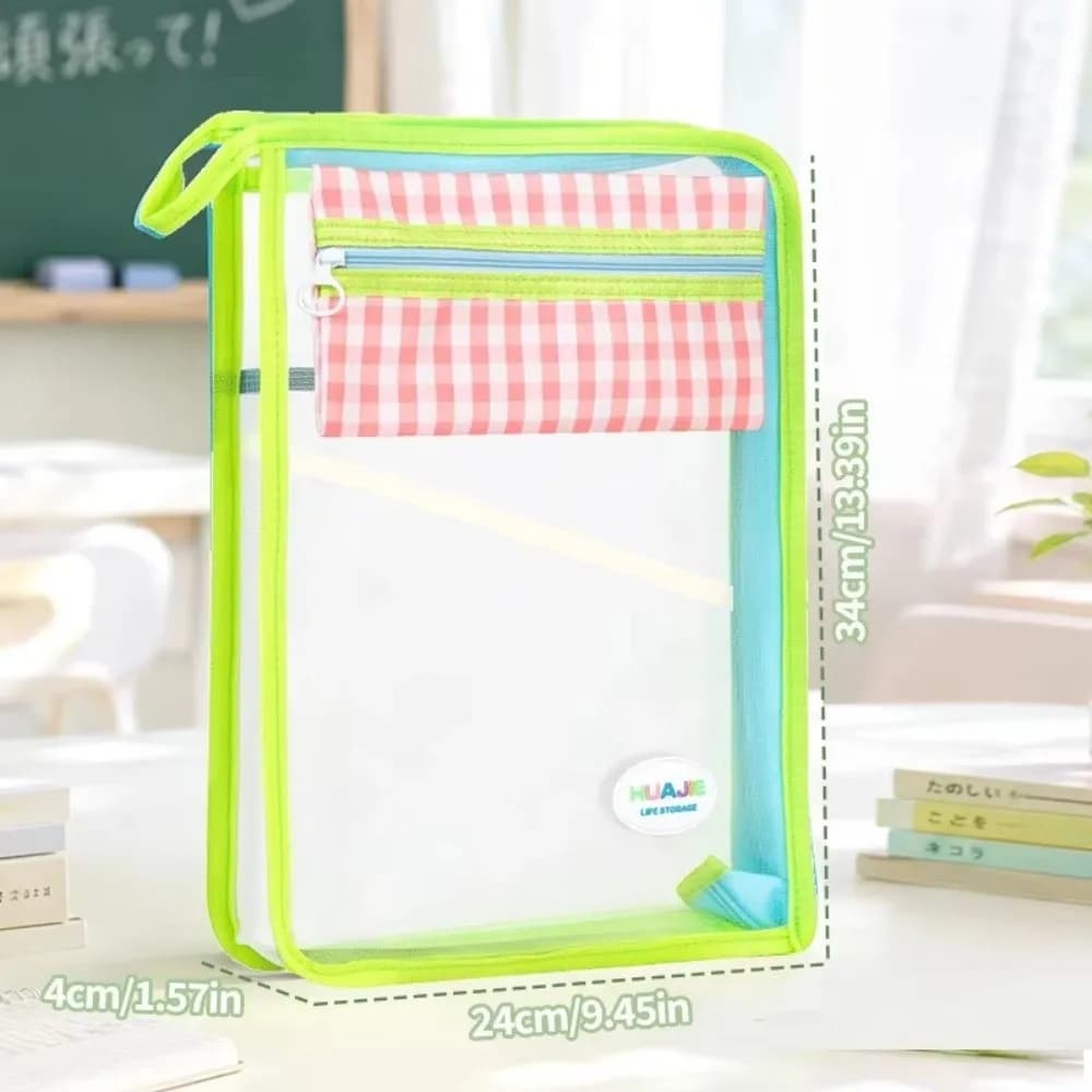 A4 Tutoring Bag L-Shaped Large Opening Books Storage Bag Large Capacity with Detachable Pencil Case Handbag School Office