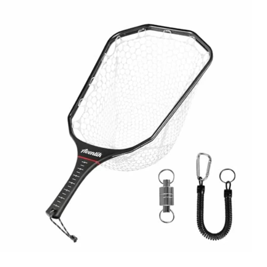 Rete professionale per la pesca a mosca della trota: rete galleggiante in fibra di carbonio, design quadrato, rete in gomma trasparente, Accura