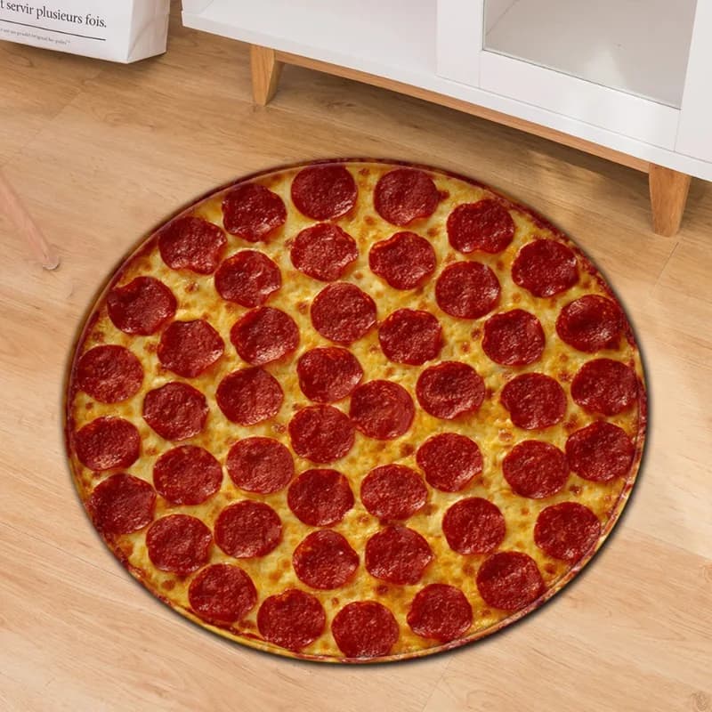 Funny circular carpet for pizza, living room, bedroom, decoration, non-slip mat, home decoration, birthday gift