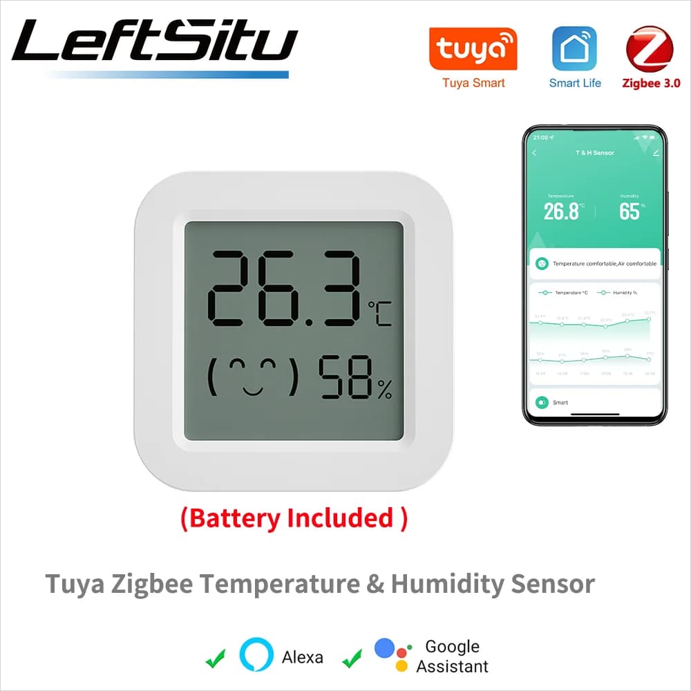 Tuya Zigbee Sensore di umidità della temperatura Mini display digitale LCD APP Termometro igrometro con telecomando