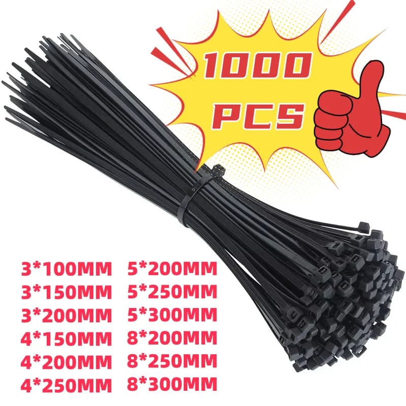 1000/100 pezzi fascette per cavi in nylon di plastica fascette per cavi autobloccanti cinghie cavi regolabili anello di fissaggio fascette per cavi per ufficio a casa