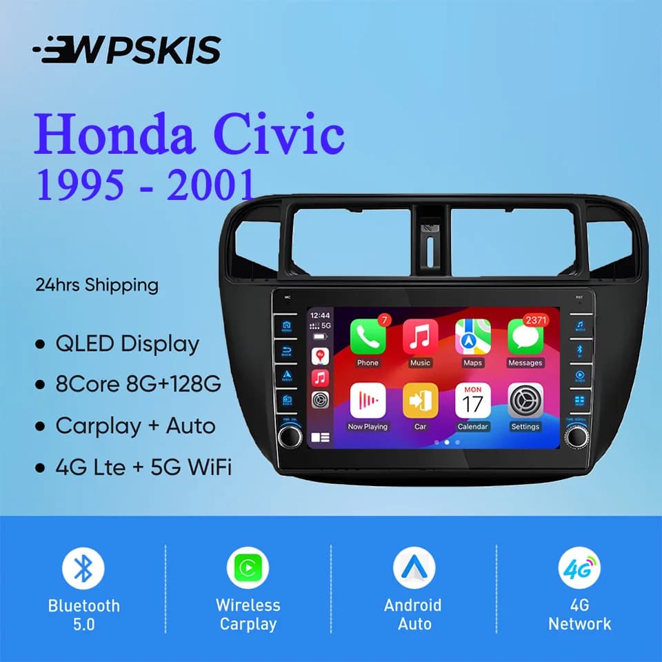 8G Ram 128GB Android 14 Autoradio Stereo Video Audio Musica Lettore DVD GPS Navi Per Honda Civic 1996 - 2001 Carplay Auto DSP RDS