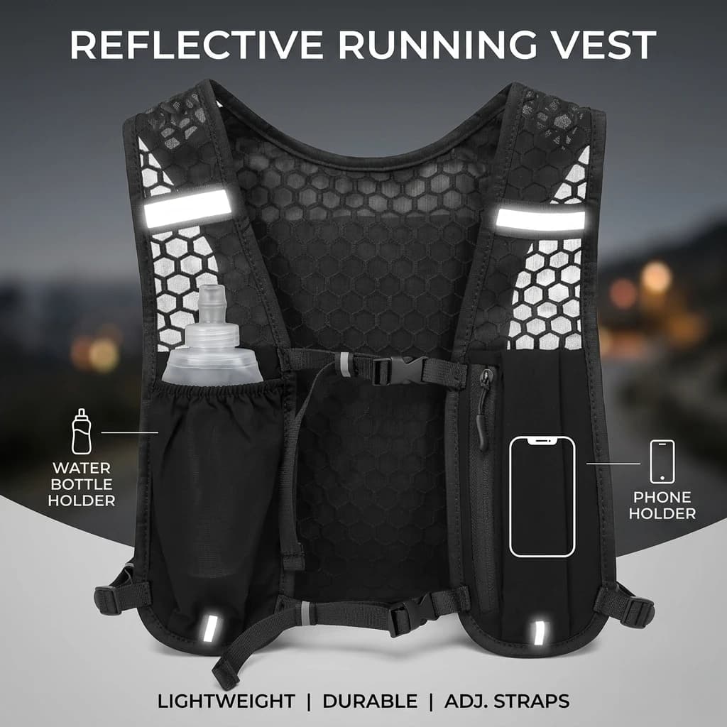 Running Hydration Vest Lightweight Water Bottle Chest Pack Reflective Trail Marathon Backpack Phone Holder Outdoor Men Women