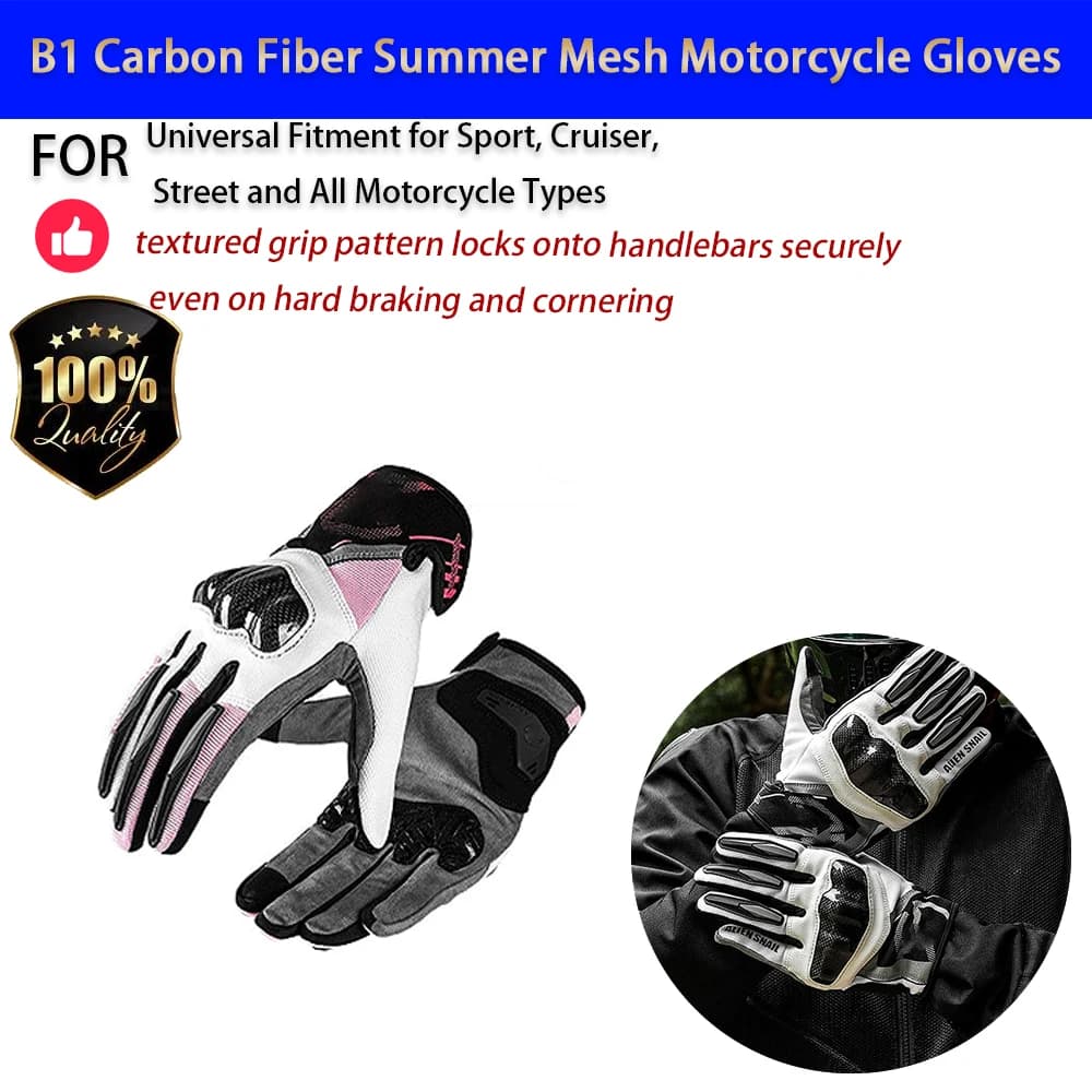 For Motorcycle B1 Carbon Fiber Summer Gloves Breathable Touchscreen Anti-Fall No-Drill Accesorios Moto