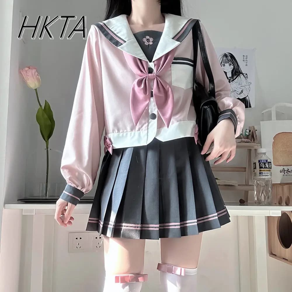 Abito da marinaio giapponese originale Jk uniforme stile college camicia a maniche lunghe con risvolto gonna corta set da 2 pezzi 2025 abiti gonna estiva