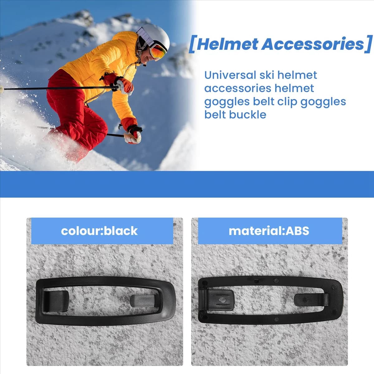 ABAZJ Accessori universali per casco da sci Occhiali per casco Clip per cintura Occhiali Fibbia per cintura