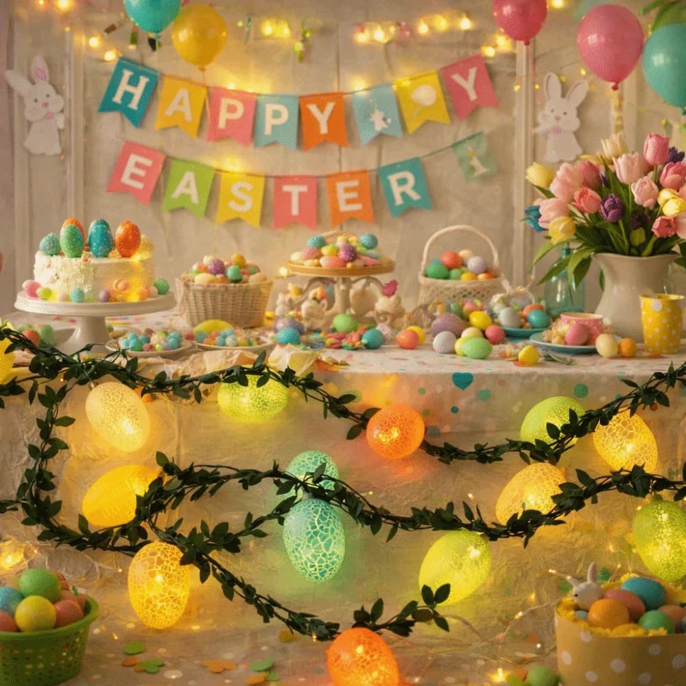 Ghirlanda Luminosa a Forma di Uovo di Pasqua 2M 10 Luci LED, Ghirlanda Luminosa Impermeabile con Uova di Pasqua Artificiale, Stringa di Luci Pasquali