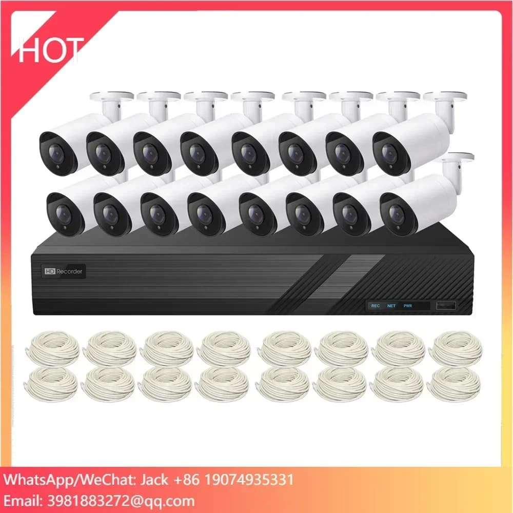 Kit NVR 16 Canali con Telecamere IP 4K, Impermeabile IP67, Lente 2.8/3.6mm, 8MP, Rilevamento Umano, Sistema di Sicurezza
