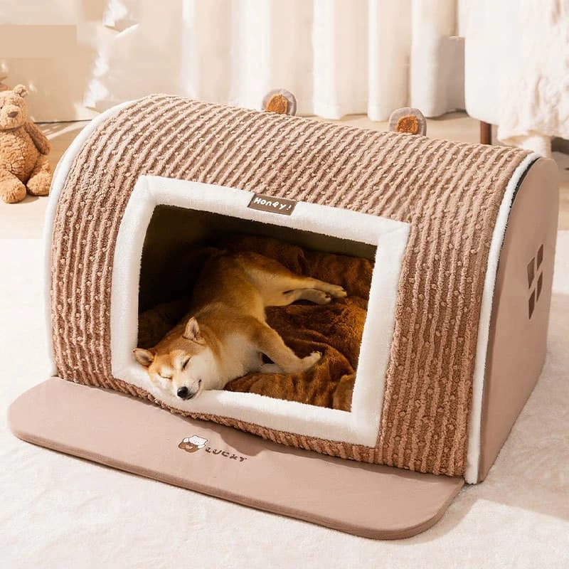 Cuccia per Cani da Interno Morbida e Accogliente, Letto per Animali Domestici con Foro, Cuccia Rimovibile Calda per Gatti, Tappetino Antiscivolo per Gattini e Cuccioli, Forniture Invernali per Animali Domestici