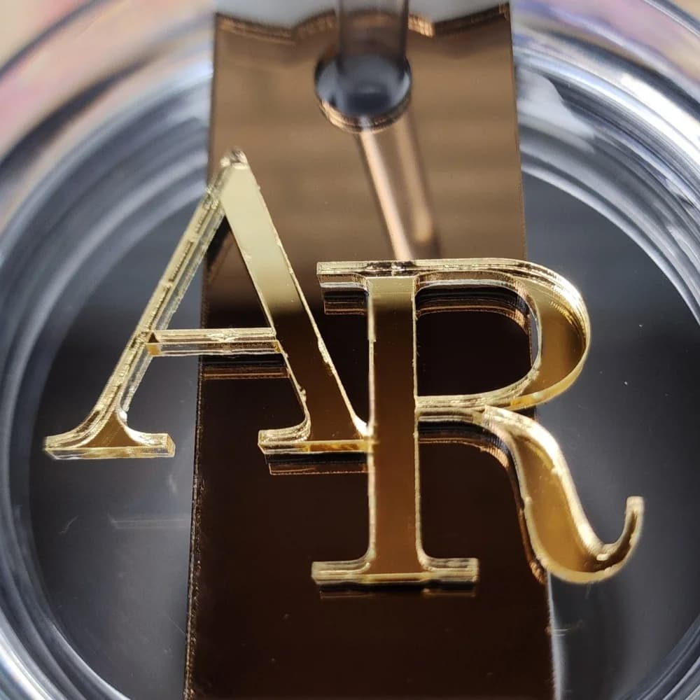 Customized chocolate golden water bottle cup label | Golden glittering letters | Name decoration | Brown mirror