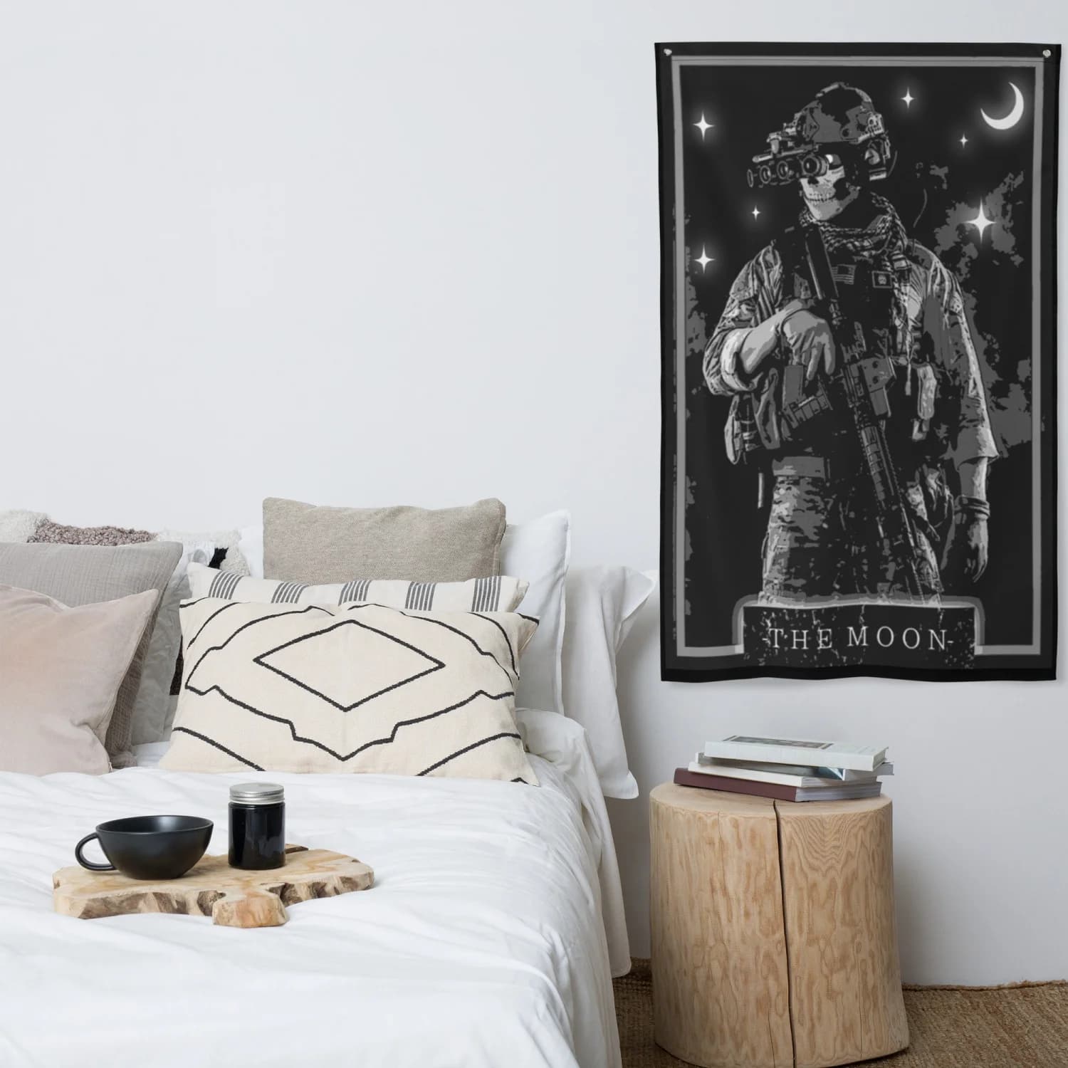 Tappeto da parete con bandiera dei Tarocchi della Luna, serie Dark Tarot, decorazione da parete, arte oscura, regalo per lui, Active Duty