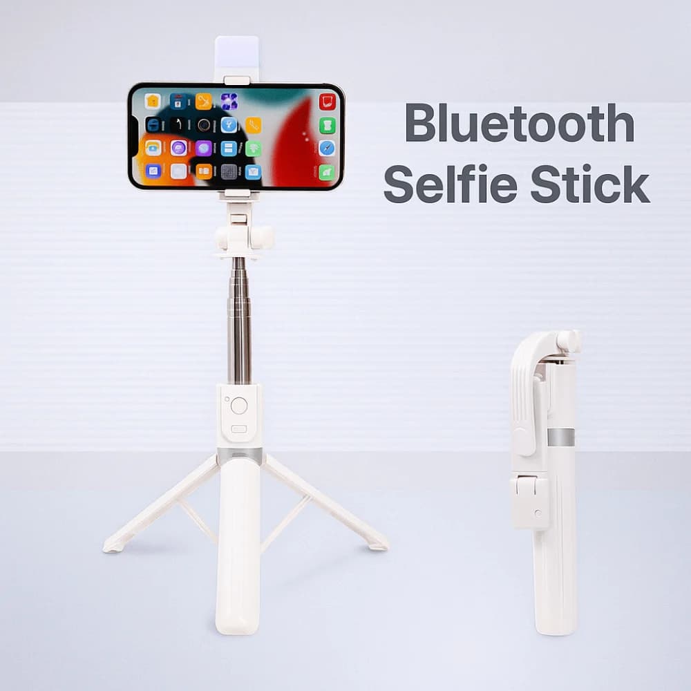 Bastone Selfie Telescopico con Lampada LED, Portatile, Bluetooth, Regolabile fino a 1,7m, Treppiede per Selfie da Viaggio